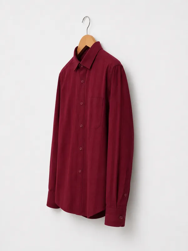 VRUGO_Men's_Maroon_Textured_Full_Sleeve_Shirt_|_Premium_Regular_Fit_Formal_&_Casual_Wear