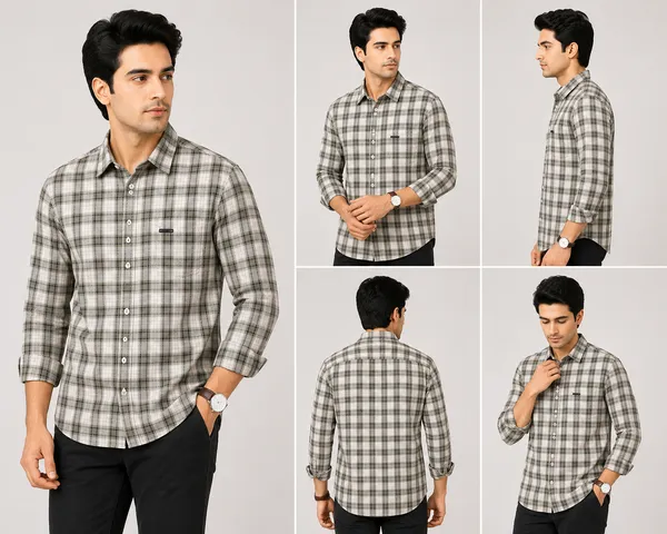 VRUGO_Men's_Beige_Grey_Checked_Full_Sleeve_Casual_Shirt