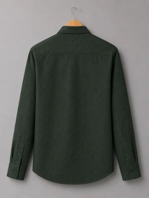 VRUGO_Men's_Olive_Green_Textured_Full_Sleeve_Formal_Shirt_|_Premium_Regular_Fit_Shirt