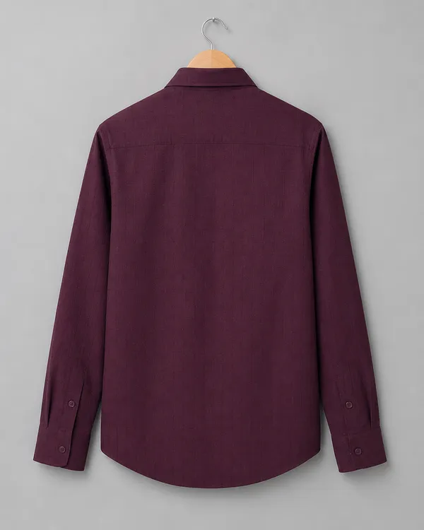 VRUGO_Men's_Maroon_Textured_Full_Sleeve_Formal_Shirt_|_Premium_Regular_Fit_Shirt