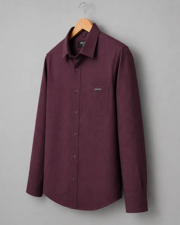 VRUGO_Men's_Maroon_Textured_Full_Sleeve_Formal_Shirt_|_Premium_Regular_Fit_Shirt