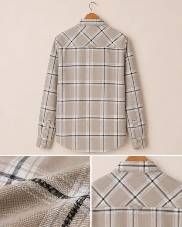 VRUGO_Men's_Beige_Checked_Full_Sleeve_Premium_Casual_Shirt