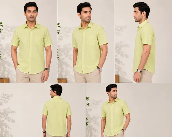 VRUGO_Men's_Light_Green_Textured_Half_Sleeve_Casual_Shirt