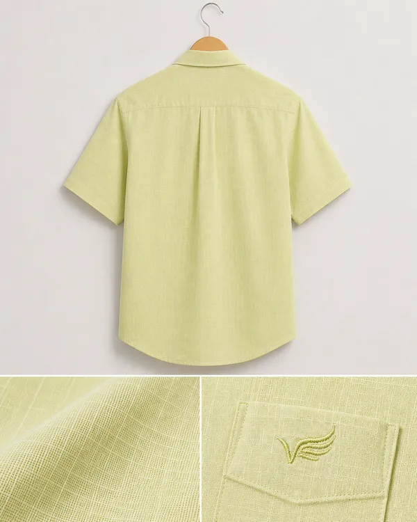 VRUGO_Men's_Light_Green_Textured_Half_Sleeve_Casual_Shirt