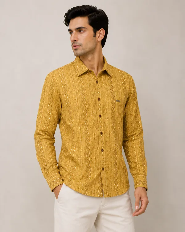 VRUGO_Men's_Mustard_Yellow_Geometric_Printed_Full_Sleeve_Casual_Shirt