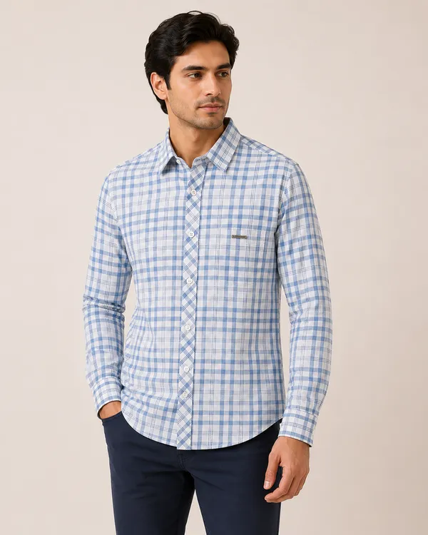 VRUGO_Men's_Blue_&_White_Checked_Full_Sleeve_Casual_Shirt