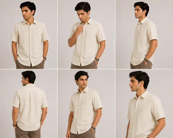 VRUGO_Men's_Beige_Textured_Half_Sleeve_Casual_Shirt