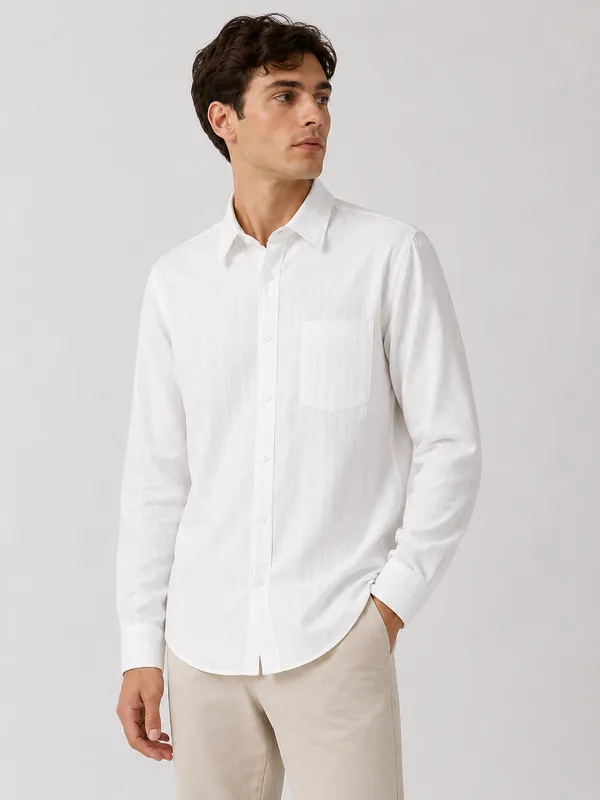 VRUGO_Men's_Classic_White_Textured_Full_Sleeve_Shirt_|_Premium_Regular_Fit_Formal_&_Casual_Wear