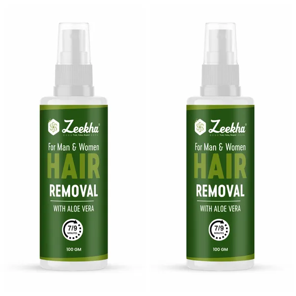ZEEKHA_100%_Original_Hair_Removal_Cream_for_Men_&_Women,_Painless__Hair_Removal_Cream_for_Chest,_Back,_Under_Arms_&_Intimate_Area_Easy_To_Use_Quick_Result_7-9_Minit’s_Hair_Remover__(100ml)-Pack_Of_2