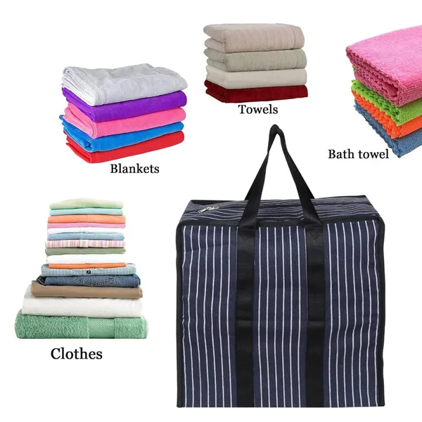 Unisex-Adult_Extra_Large_Big_Heavy_Duty_Storage_Organizer_Reusable_Canvas_Shopper_Bag_With_Handles_With_Covers_Zip_Jumbo_Bag_(Pack_Of_1),_Shopper_Tote,_Blue_and_White_Striped
