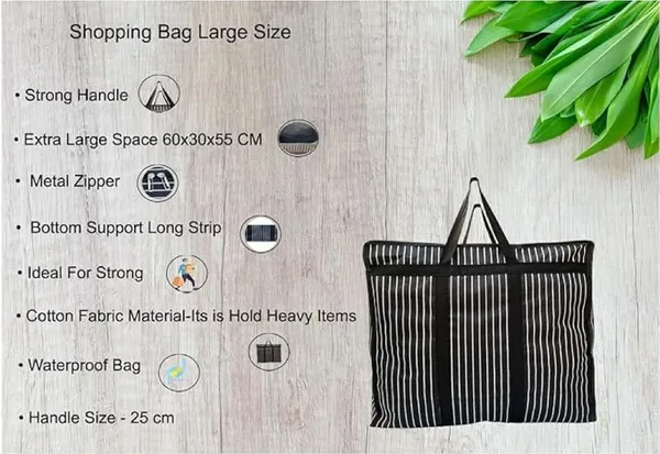 Unisex-Adult_Extra_Large_Big_Heavy_Duty_Storage_Organizer_Reusable_Canvas_Shopper_Bag_With_Handles_With_Covers_Zip_Jumbo_Bag_(Pack_Of_1),_Shopper_Tote,_Blue_and_White_Striped