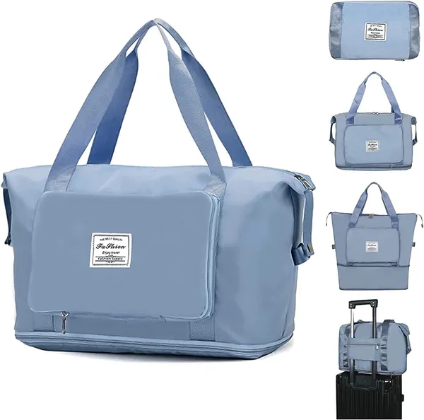 Sky_Blue_Nylon_Travel_Duffel_Bag_For_Men_And_Women