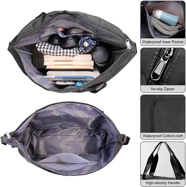 Foldable_Travel_Black_Duffle_large_Tote__bag_expandable_with_Zipper-_waterproof_imported_nylon-lycra_super_light_weight_cabin_luggage
