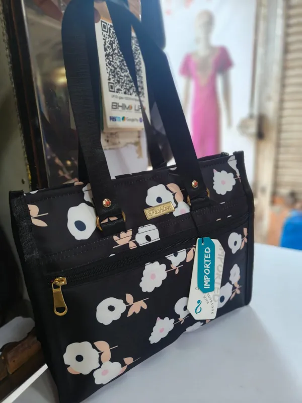 Black_Lycra_Nylon_Tote_Bag_For_Women
