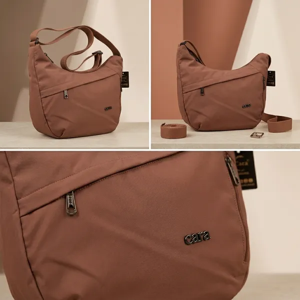 Stylish_Moon_Sling_Bags_Premium_Nylon_Lycra_Imported_Material_super_light_weight_apt_for_college,_office,_travel_or_outings_with_multiple_sturdy_zip_compartments_Caramel_Brown