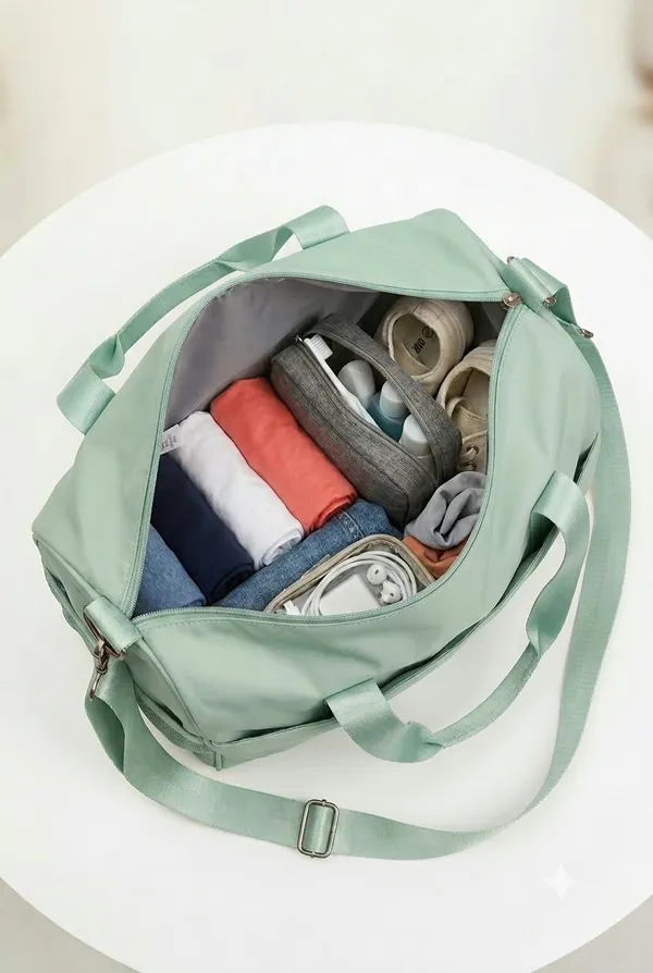 ULTRA_LIGHT_TRAVEL_DUFFLE_BAG_WATER-RESISTANT_NYLON_WEEKENDER_&_GYM_BAG_(MINT_GREEN)