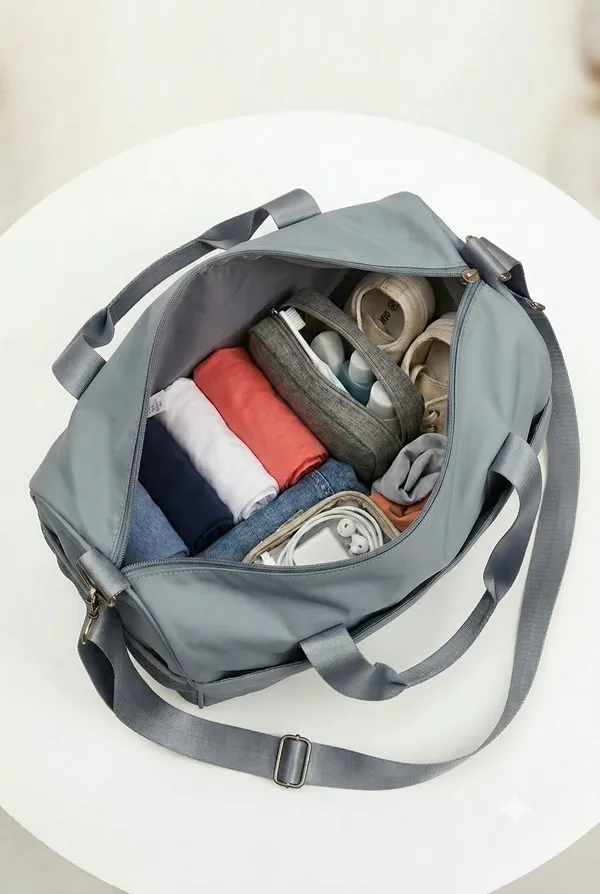 ULTRA_LIGHT_TRAVEL_DUFFLE_BAG_WATER-RESISTANT_NYLON_WEEKENDER_&_GYM_BAG_(CHARCOAL_GREY)