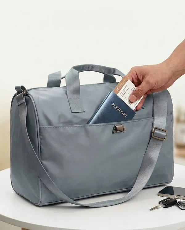 ULTRA_LIGHT_TRAVEL_DUFFLE_BAG_WATER-RESISTANT_NYLON_WEEKENDER_&_GYM_BAG_(CHARCOAL_GREY)
