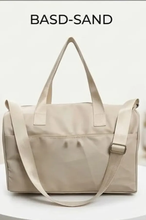 ULTRA_LIGHT_TRAVEL_DUFFLE_BAG_WATER-RESISTANT_NYLON_WEEKENDER_&_GYM_BAG_(SAND/BEIGE)
