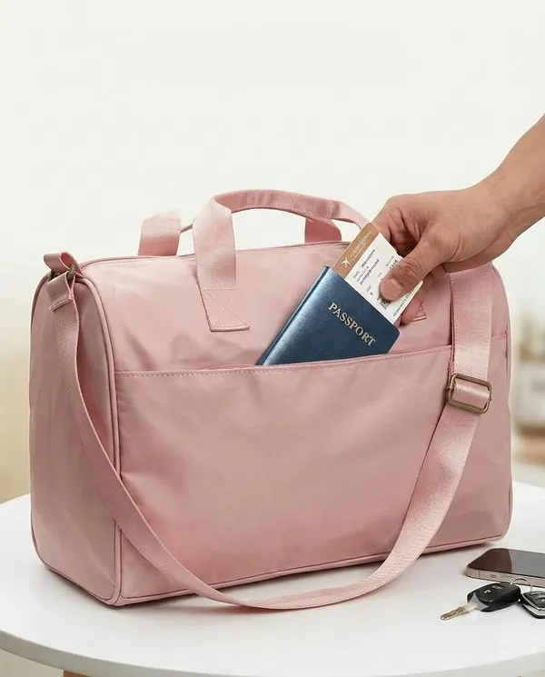 ULTRA_LIGHT_TRAVEL_DUFFLE_BAG_WATER-RESISTANT_NYLON_WEEKENDER_&_GYM_BAG_(DUSTY_PINK)