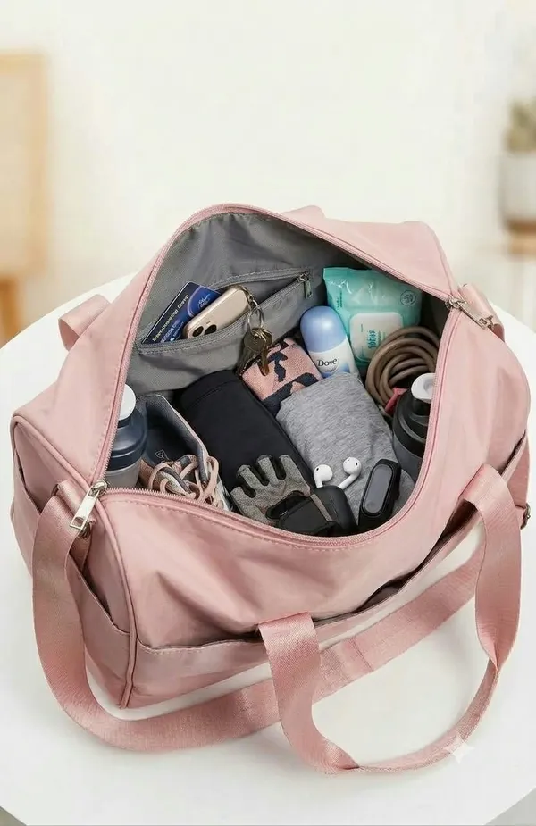 ULTRA_LIGHT_TRAVEL_DUFFLE_BAG_WATER-RESISTANT_NYLON_WEEKENDER_&_GYM_BAG_(DUSTY_PINK)