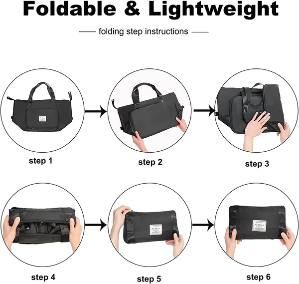Foldable_Travel_Black_Duffle_large_Tote__bag_expandable_with_Zipper-_waterproof_imported_nylon-lycra_super_light_weight_cabin_luggage