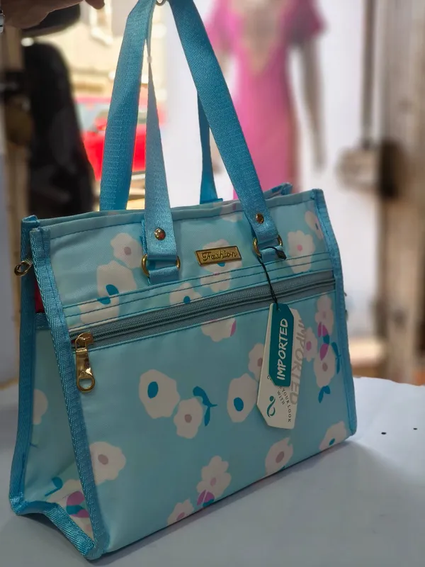 Sky_Blue_Nylon_Lycra_Tote_Bag_For_Women
