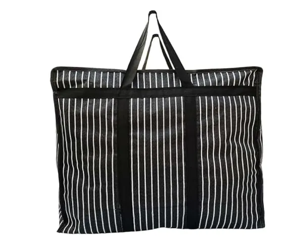 Unisex-Adult_Extra_Large_Big_Heavy_Duty_Storage_Organizer_Reusable_Canvas_Shopper_Bag_With_Handles_With_Covers_Zip_Jumbo_Bag_(Pack_Of_1),_Shopper_Tote,_Black_and_White_Striped