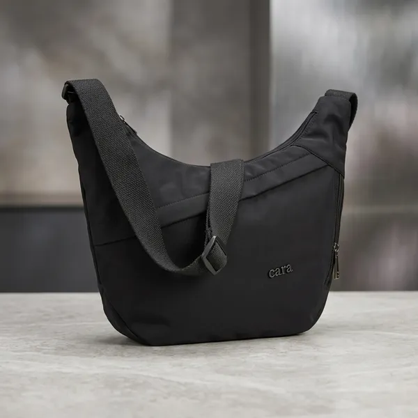 Stylish_Moon_Sling_Bags_Premium_Nylon_Lycra_Imported_Material_super_light_weight_apt_for_college,_office,_travel_or_outings_with_multiple_sturdy_zip_compartments_Black