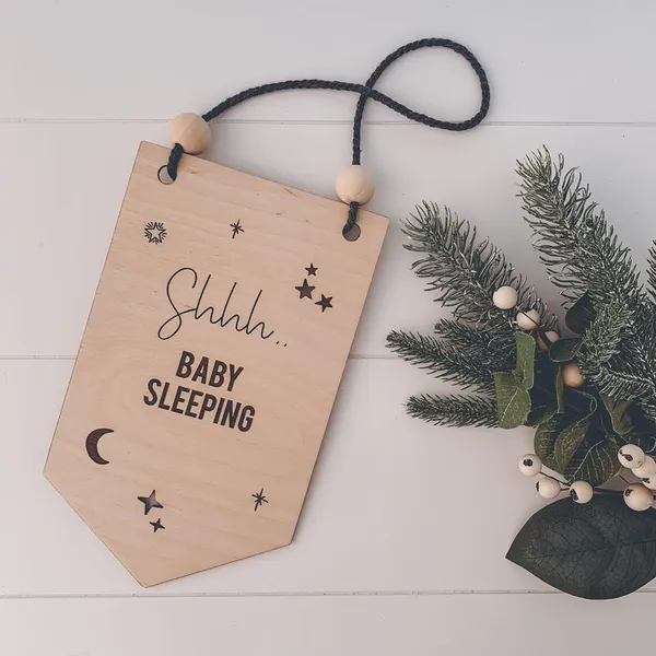 Beige_Wooden_Baby_Sleeping_Door_Sign_Baby
