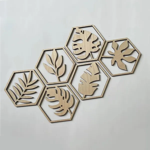 Beige_Wooden_Monstera_Hexagon_Wall_Art_Home_Decor