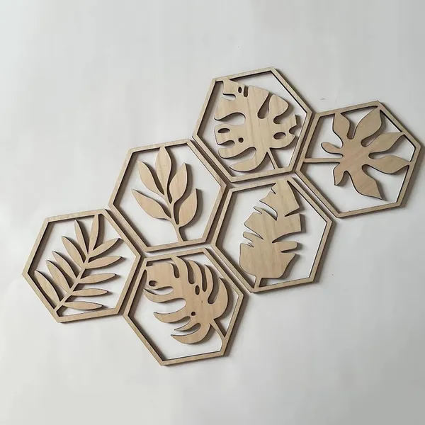 Beige_Wooden_Monstera_Hexagon_Wall_Art_Home_Decor