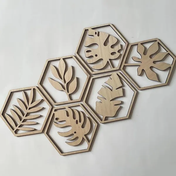 Beige_Wooden_Monstera_Hexagon_Wall_Art_Home_Decor