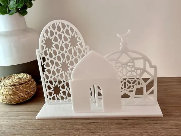 White_Mosque_Design_Slamic_Table_Centerpiece_White_Wooden_Ramadan_Eid_Home_Decor_Home_Decor