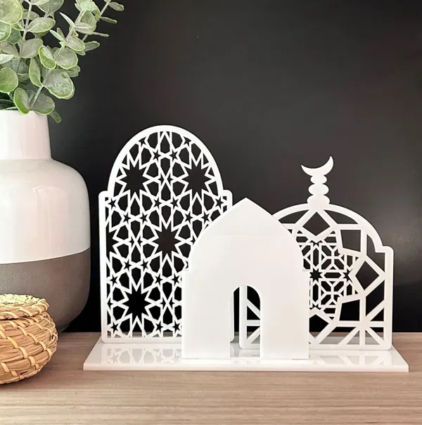 White_Mosque_Design_Slamic_Table_Centerpiece_White_Wooden_Ramadan_Eid_Home_Decor_Home_Decor