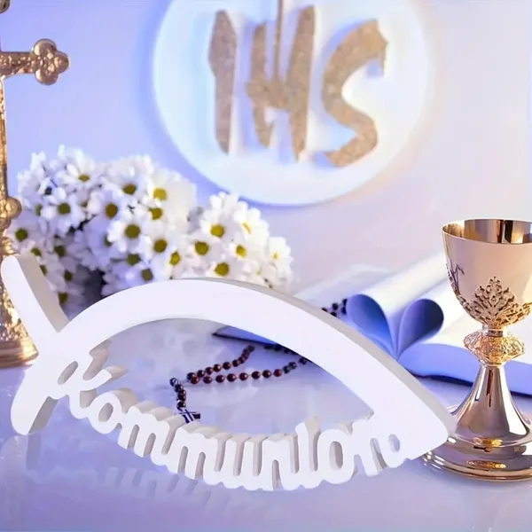 White_Communion_Fish_Shaped_White_Pvc_Tabletop_Religious_Decor_Home_Decor
