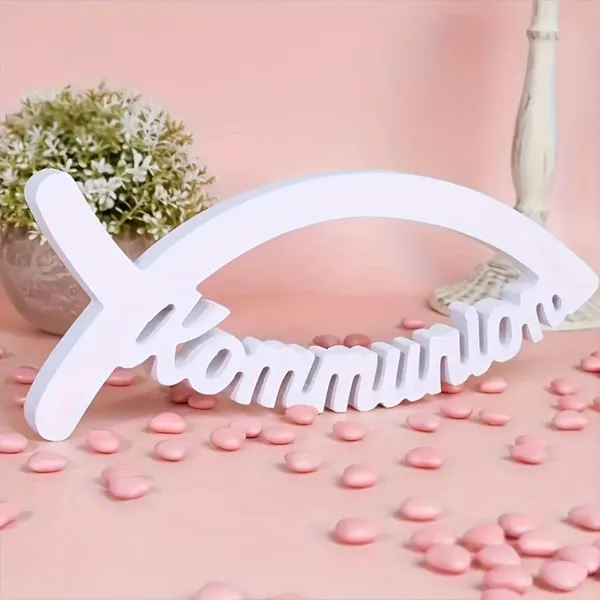 White_Communion_Fish_Shaped_White_Pvc_Tabletop_Religious_Decor_Home_Decor