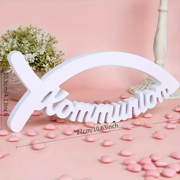 White_Communion_Fish_Shaped_White_Pvc_Tabletop_Religious_Decor_Home_Decor
