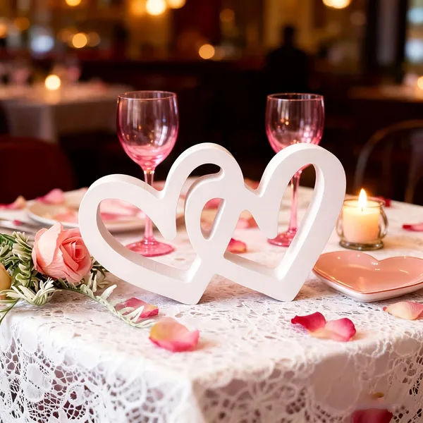 White_Romantic_Double_Heart_Tabletop_Decor_Home_Decor