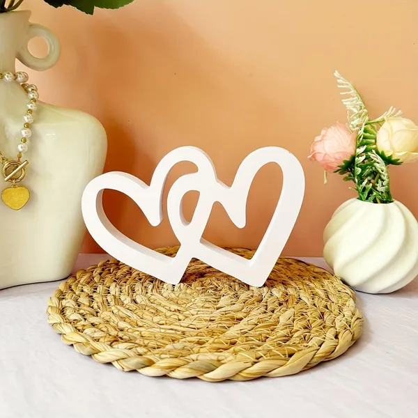 White_Romantic_Double_Heart_Tabletop_Decor_Home_Decor