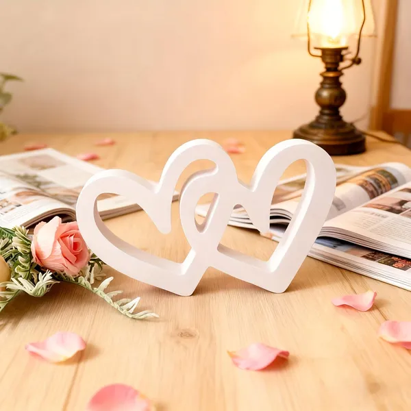 White_Romantic_Double_Heart_Tabletop_Decor_Home_Decor