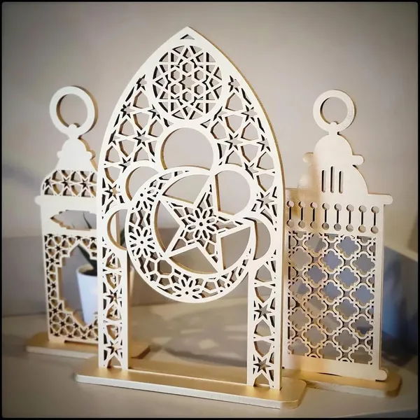 Beige_Mdf_Moroccan_Lantern_Art_Set_Home_Decor