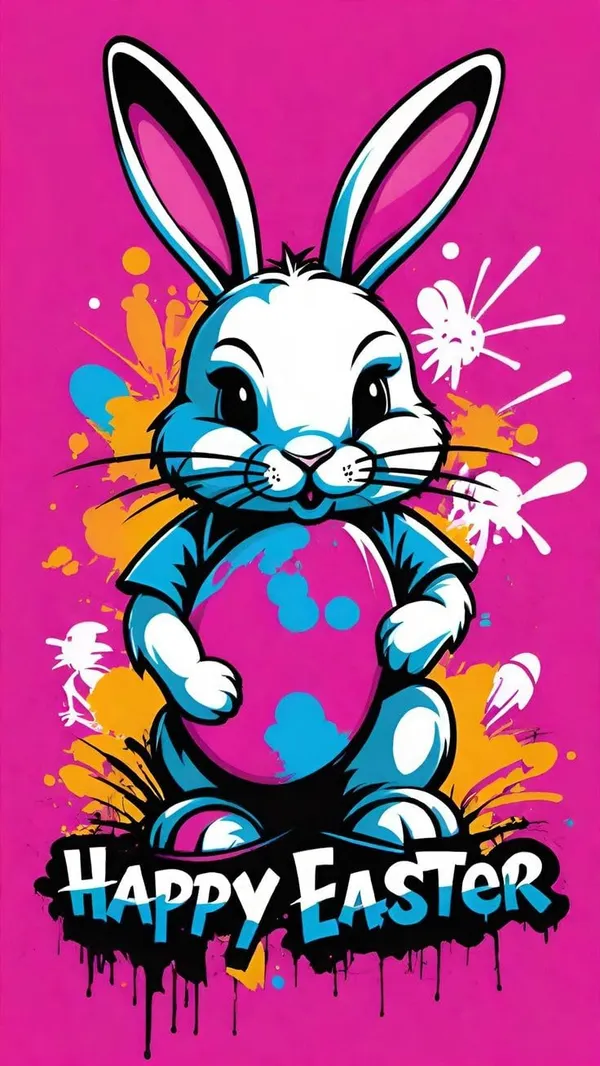 Multicolour_Happy_Easter_Bunny_Metal_Wall_Art_Home_Decor