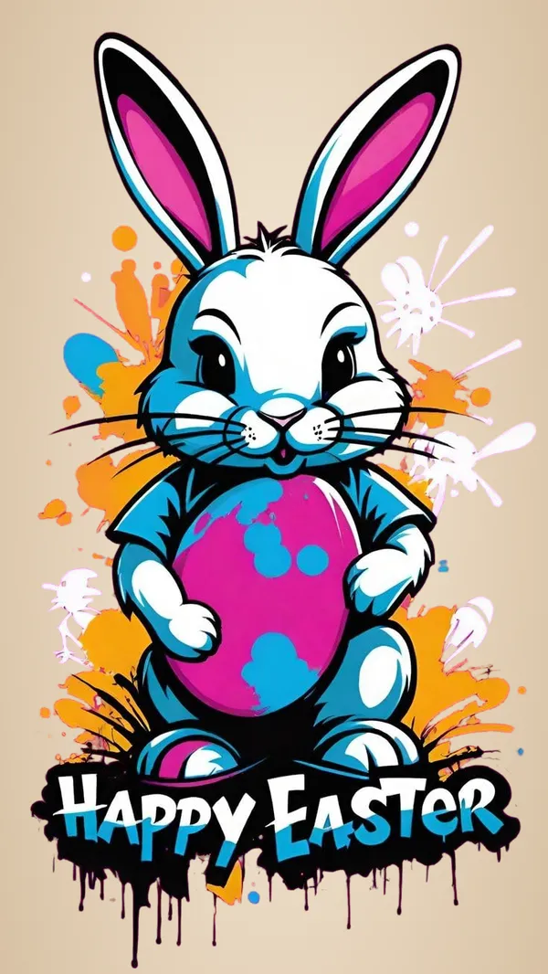 Multicolour_Happy_Easter_Bunny_Metal_Wall_Art_Home_Decor