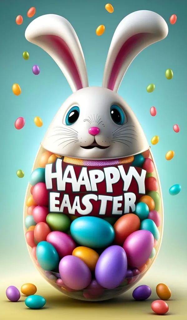 Multicolour_Easter_Bunny_Glossy_Aluminum_Metal_Photo_Print_Home_Decor
