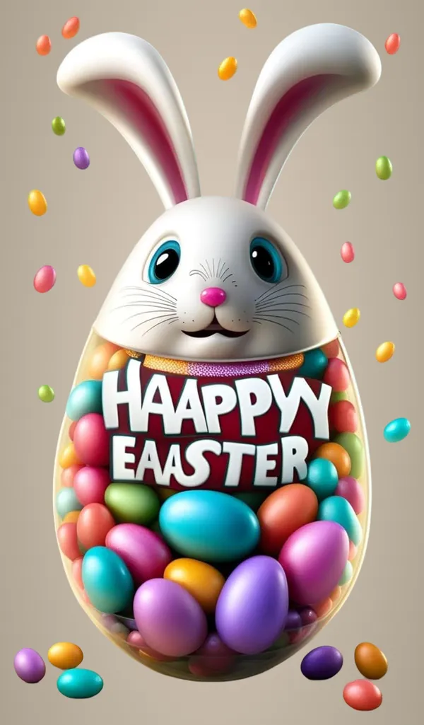 Multicolour_Easter_Bunny_Glossy_Aluminum_Metal_Photo_Print_Home_Decor