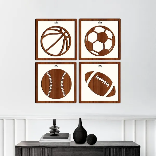 Beige_Sports_Ball_Framed_Wooden_Wall_Art_Basketball_Home_Decor