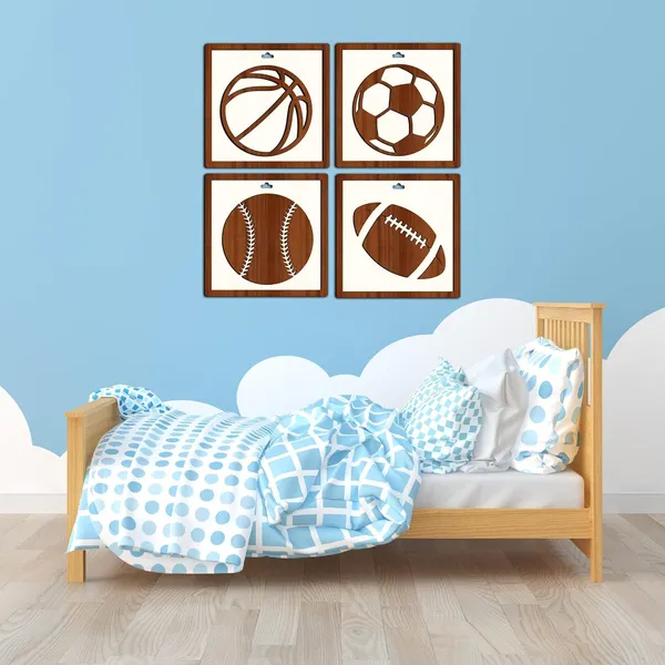 Beige_Sports_Ball_Framed_Wooden_Wall_Art_Basketball_Home_Decor