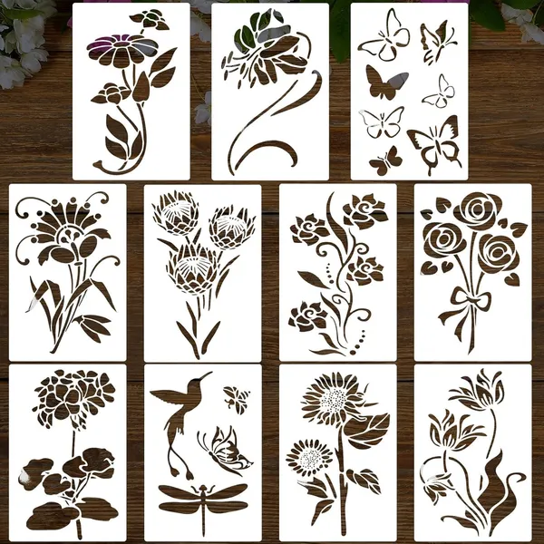 White_Rectangle_Pet_Plastic_Flower_Stencil_Diy_And_Craft