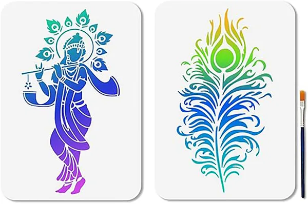 White_Rectangle_Krishna_Plastic_Diy_Painting_Stencil_Art_Craft_Template_Diy_And_Craft